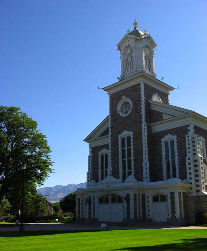 The Logan Tabernacle, a meetinghouse of The Church of Jesus Christ of Latter-day Saints (LDS Church) and is located in Logan, Utah.  Was historically used as a large multipurpose religious building, such as for church conferences and as a community