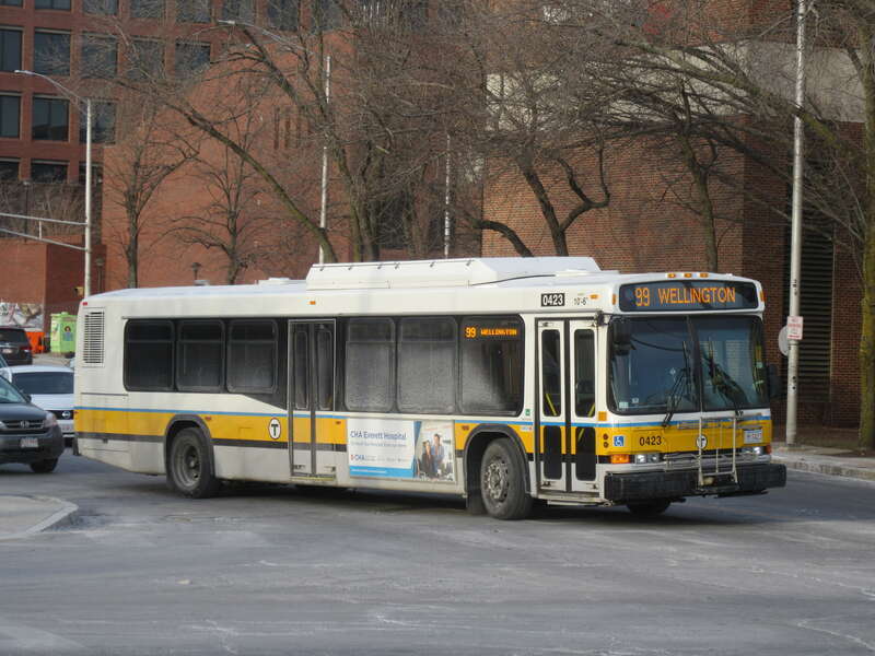 A Wellington-bound route 99 bus in Malden in March 2017