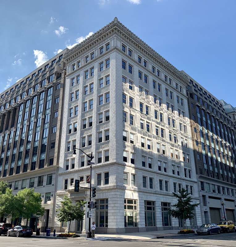 The McLachlen Building is located at 1001 G Street NW in downtown Washington, D.C. Designed by noted architect Jules Henri de Sibour in 1910, the commercial building features a combination of Beaux-Arts and Classical Revival architecture. The