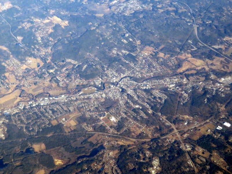Aerial view of Milford, New Hampshire in December 2018