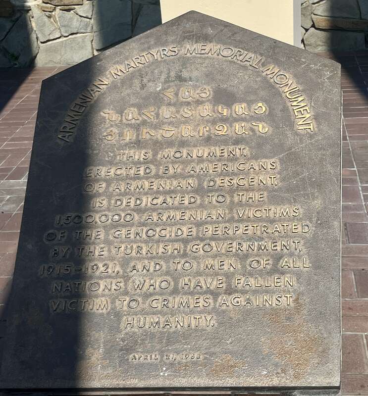Montebello Genocide Memorial, July 2023 (main plaque).