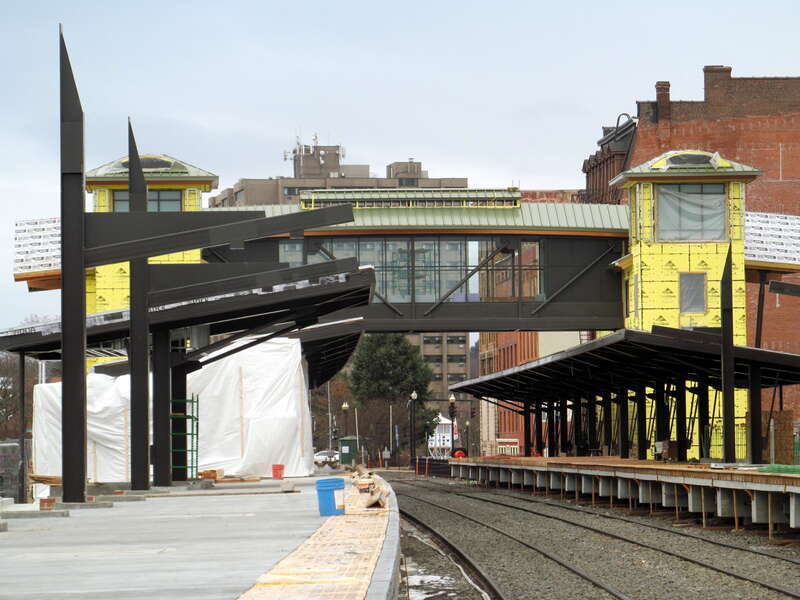 Construction of the new Meriden station in December 2016