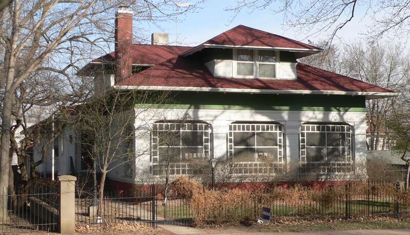 James P. Newton house, located at 2312 Nebraska Street in Sioux City, Iowa; seen from the northwest.