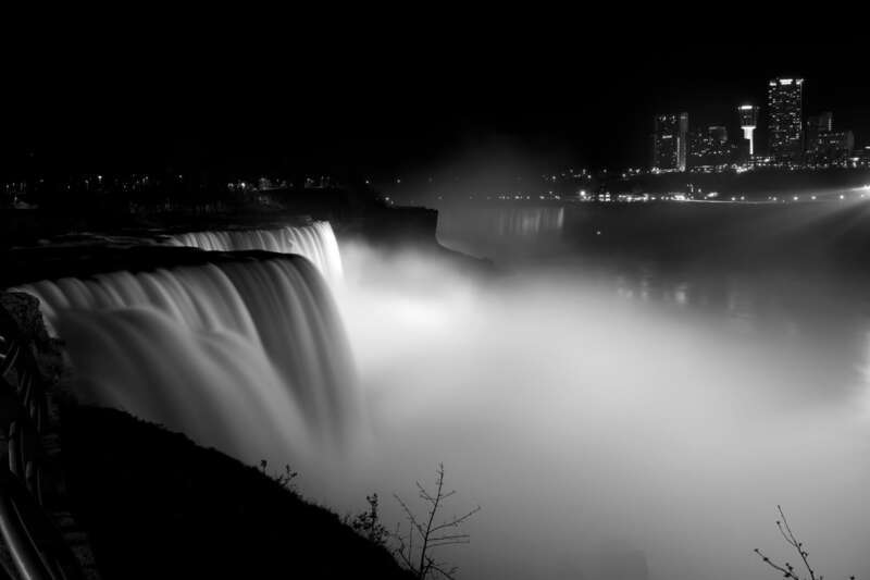 500px provided description: Niagara Falls by Night,  [#Black and White ,#B+W ,#Niagara Falls ,#Night Shot ,#Niagara Falls by Night]