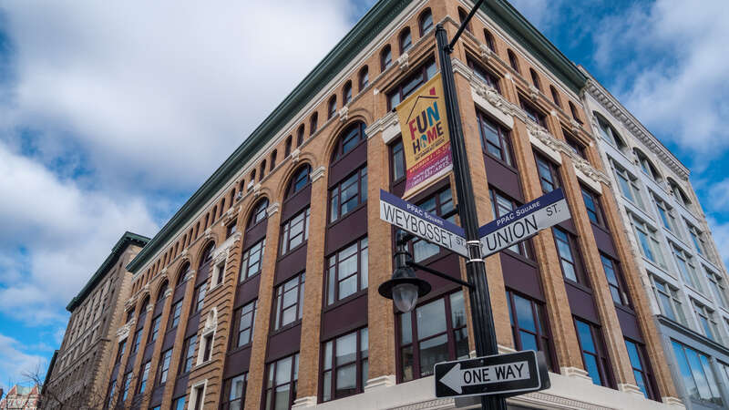 Weybosset Street, Providence, Rhode Island. Building behind is the Fletcher Building.