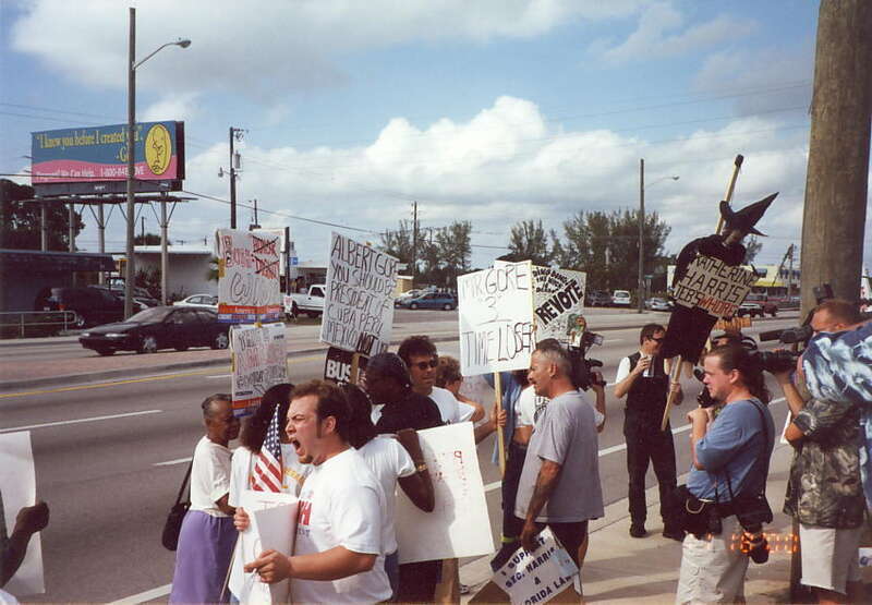 Protestors at Palm Beach County recount during 2000 election aftermath.