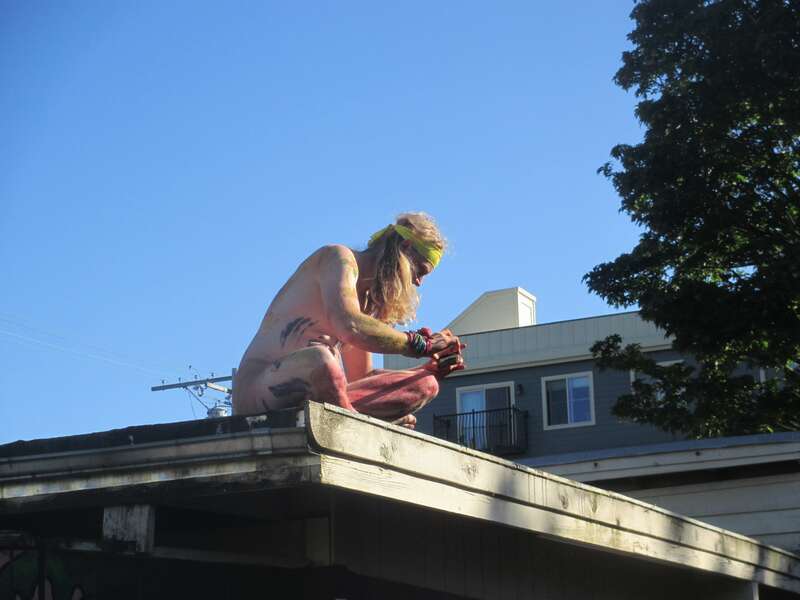 Photograps from the roof of the Hub Bicycle Collective as people headed out.