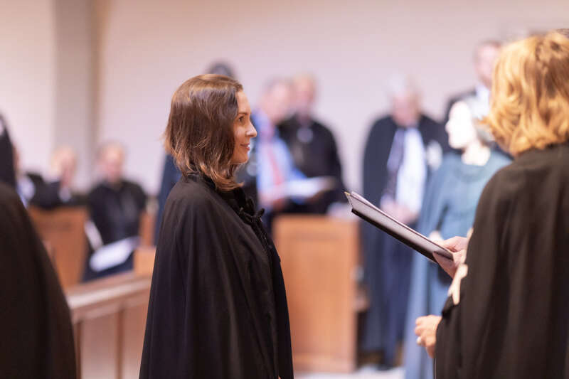 Princess Raiyah bint Al Hussein, a member of the royal family of Jordan, being invested as a Dame of Justice of the Most Venerable Order of the Hospital of Saint John of Jerusalem by Prior of the Priory in the USA, Nigel Heath, KStJ.