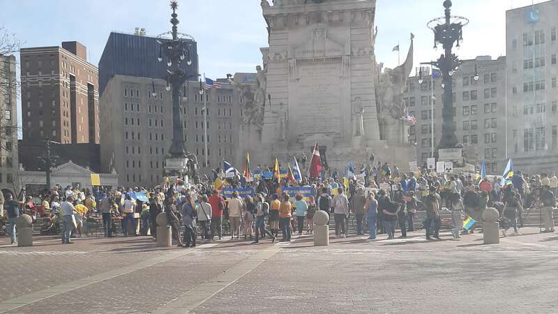 Protest that occurred on March 3, 2022, at the Soldiers' and Sailors' Monument in Indianapolis, Indiana, against Russia's 2022 invasion of Ukraine.