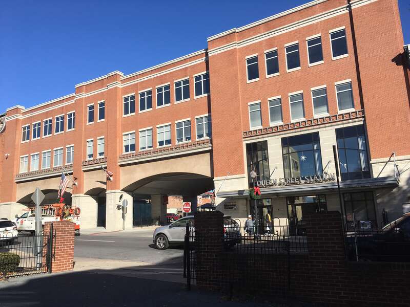 The Queen Street Station serving Red Rose Transit Authority (RRTA) buses in Lancaster, Pennsylvania
