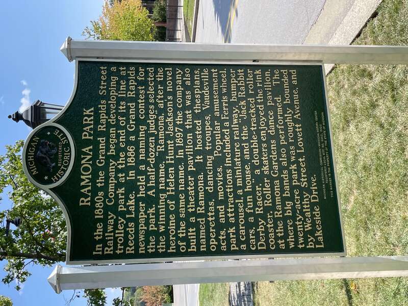 This sign marking Ramona Park as a Michigan Historic Site was dedicated in 2023.