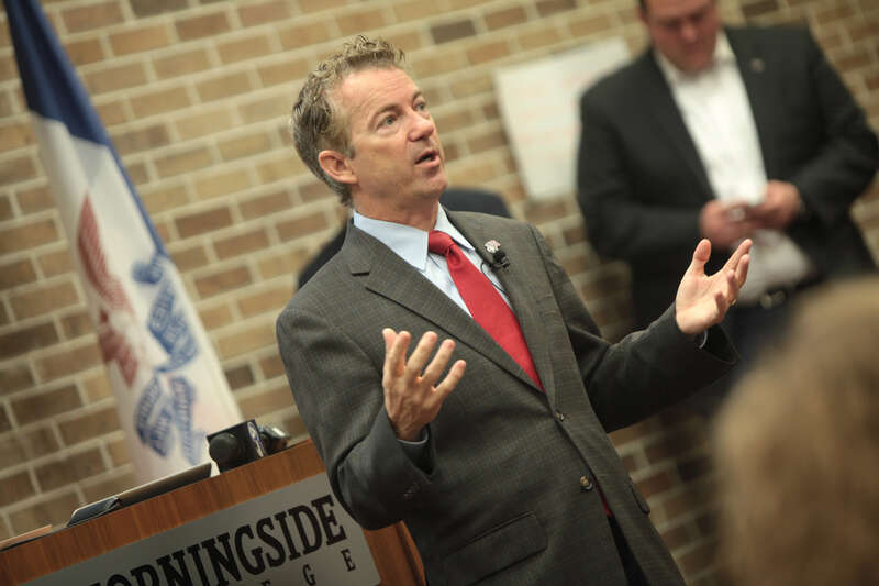 U.S. Senator Rand Paul speaking with supporters on his &quot;The Iowa 10,000 College Tour!&quot; at the UPS Auditorium at Morningside College Sioux City, Iowa.

Please attribute to Gage Skidmore if used elsewhere.