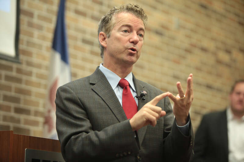 U.S. Senator Rand Paul speaking with supporters on his &quot;The Iowa 10,000 College Tour!&quot; at the UPS Auditorium at Morningside College Sioux City, Iowa.

Please attribute to Gage Skidmore if used elsewhere.