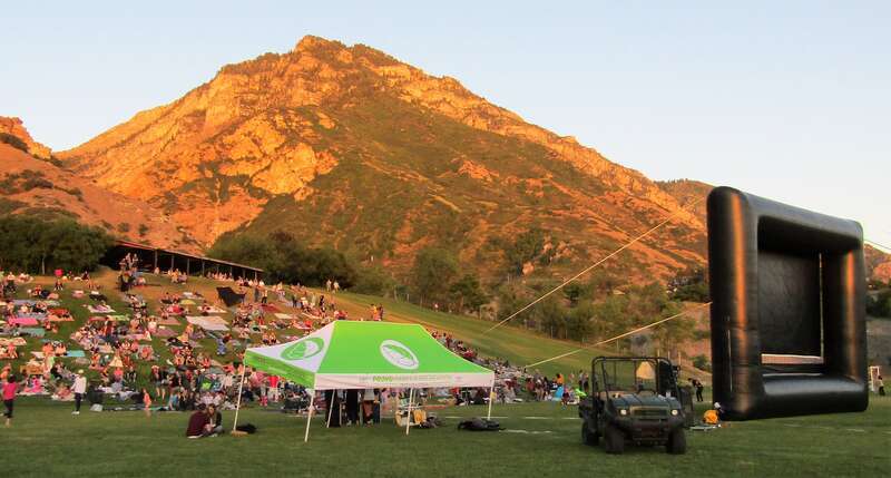 Preparations to watch the movie Megamind at BYU.