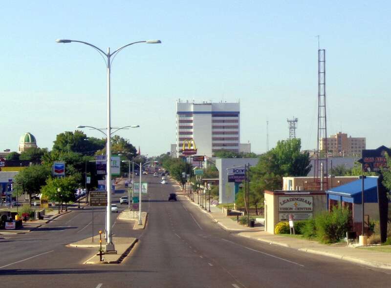 Skyline of Roswell, New Mexico, looking south along Main St