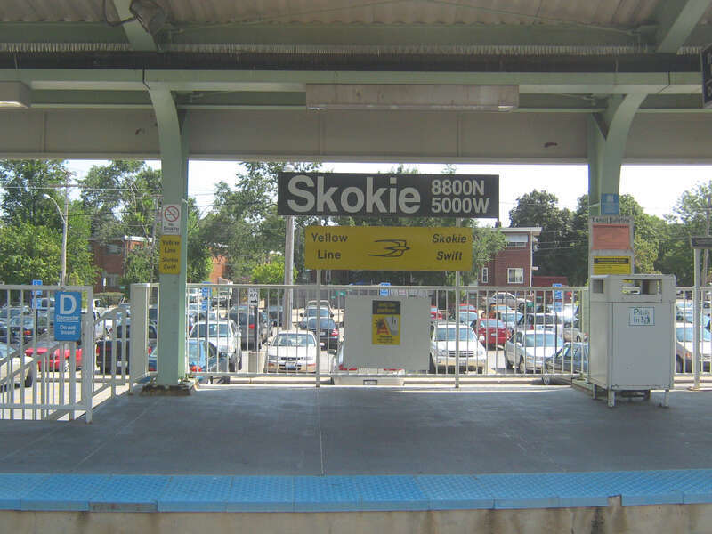 Dempster Street &amp;amp; Terminal Avenue (8800 N/5000 W)
5005 W. Dempster St., 
Skokie, IL 60077

Yellow Line (Skokie Swift)