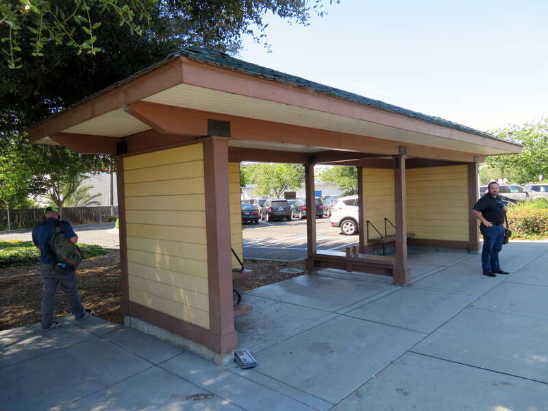 Small shelter at Fremont-Centerville station in July 2018