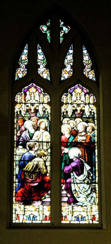 Stained glass window in St. Mary Cathedral in Lansing, Michigan.