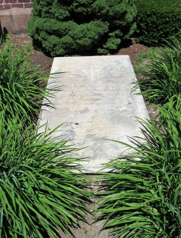 The grave of the Rev. Thomas O'Sullivan in front of St. Michael's Cathedral in Springfield, Massachusetts.