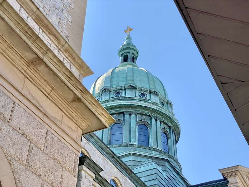 Built in 1904-07, this Renaissance Revival and Baroque Revival-style cathedral was designed by George I. Lovatt Sr. to replace the earlier St. Patrick Catholic Church, was was built on the same site to serve a primarily Irish-American Catholic