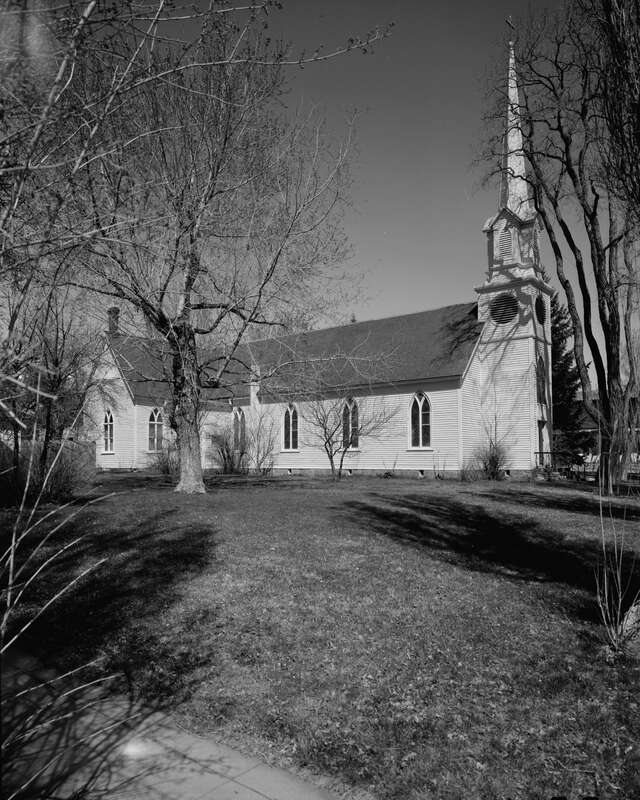 Front of St. Peter's Episcopal Church, located at 312 N. Division Street in Carson City, Nevada, United States.  Built in 1868, it is listed on the National Register of Historic Places.