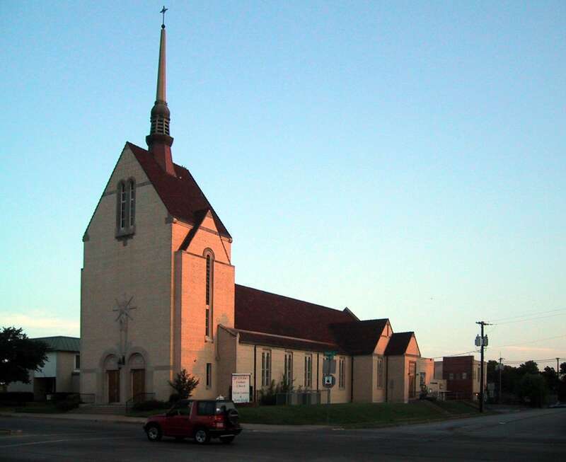 St. Cecilia's church in Dallas, Texas before it burned down.