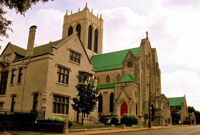Diocesan House (Episcopal Diocese of West Tennessee) and the Cathedral Church of St. Mary's. 700 Poplar Ave., near downtown Memphis, Tennessee
