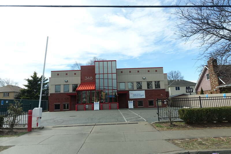 Looking at 348 Seaview Avenue near the Staten Island University Hospital North Campus, at Seaview Avenue and Simpson Street in Dongan Hills / Midland Beach, Staten Island. Previously used by the Thursday's Child organization, it has since become the