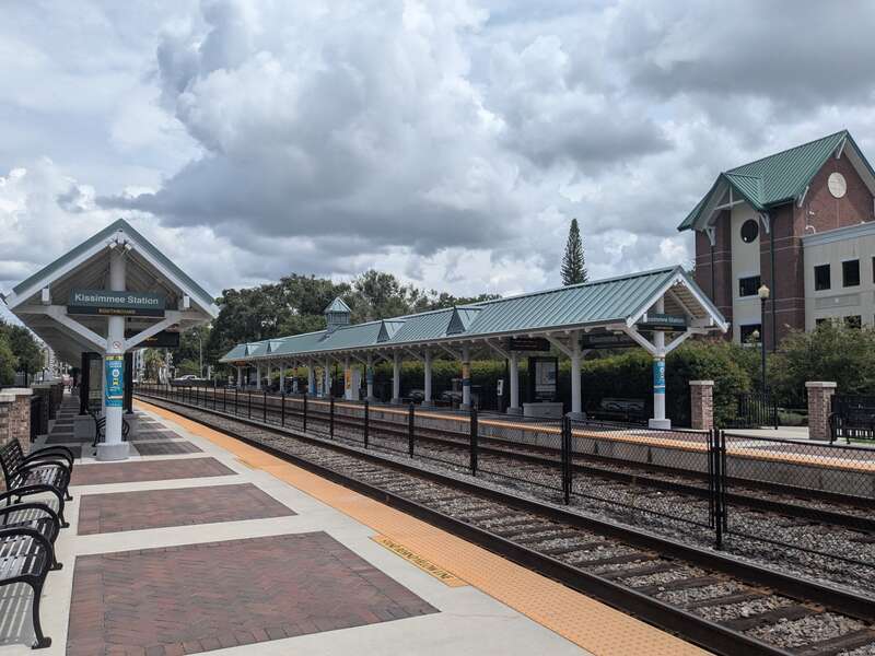 Platforms for SunRail commuter trains, adjacent to the Kissimmee Amtrak station