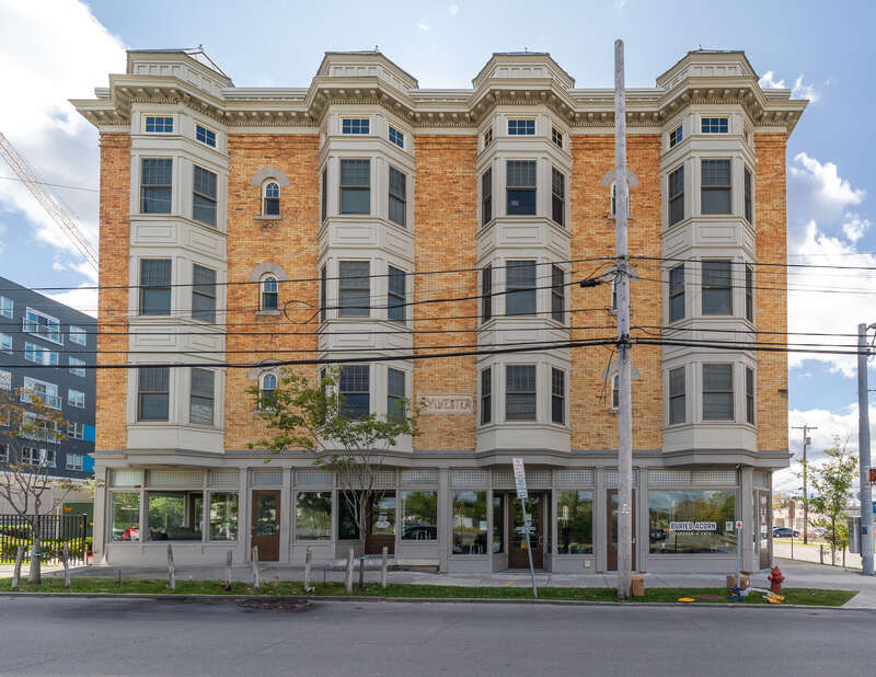 Sylvester Apartment Building Fayette Street facade. Syracuse, New York.