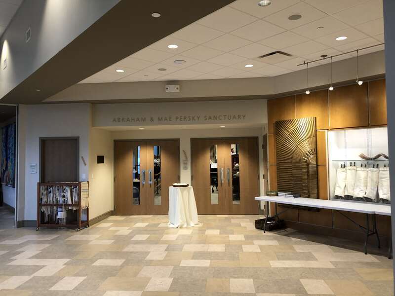 Lobby of Temple Emanuel Sinai at 661 Salisbury Street in Worcester, Massachusetts (USA) on 10/9/19