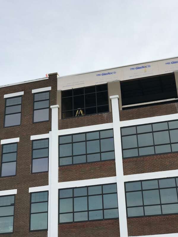 Construction on The Rail Yard (formerly Larsen Green) in downtown Green Bay, WI. Broadway St.