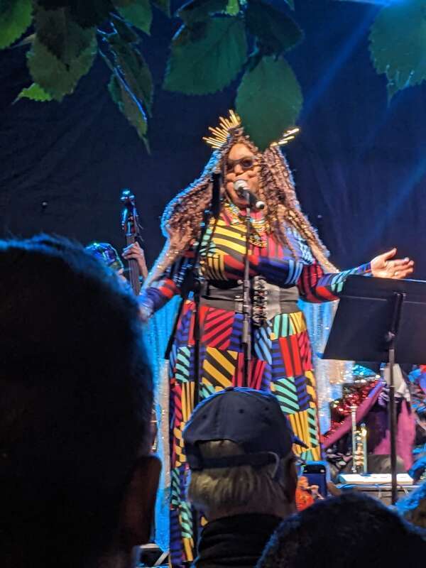 The Sun Ra Arkestra performing at the 2023 Burlington Discover Jazz Festival in Church Street Marketplace in downtown Burlington, Vermont.