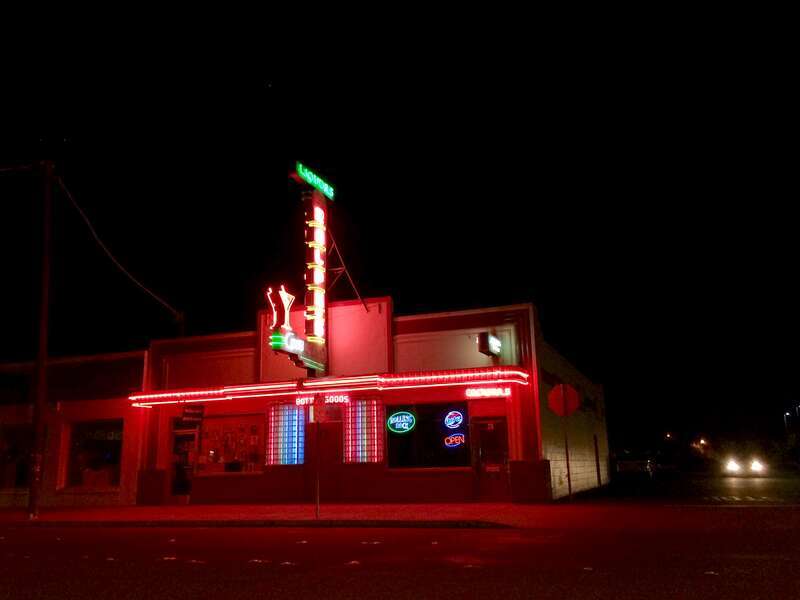 Tracy, California (January 14, 2014) - Liquor Store with neon at night