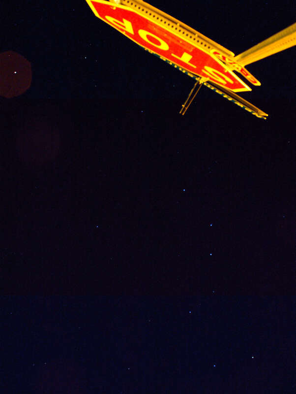 yep.  stop the big dipper.
huh?
sort of a happy accident.  no meaning really.  

camera lying on the ground and was on a delay timer.  so it sort of took this shot by itself.  kinda neat though.