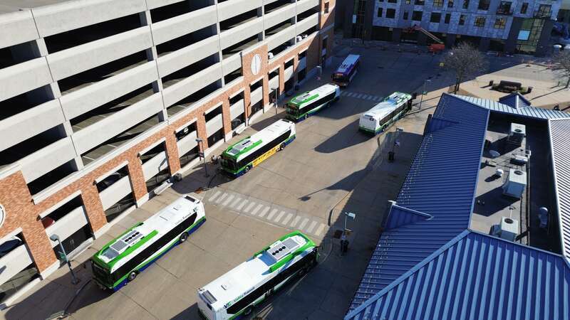 Valley Transit buses laying over at Appleton Transit Center