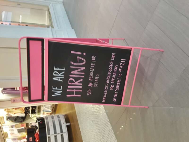 Hiring sign at Victoria's Secret, Springfield Town Center