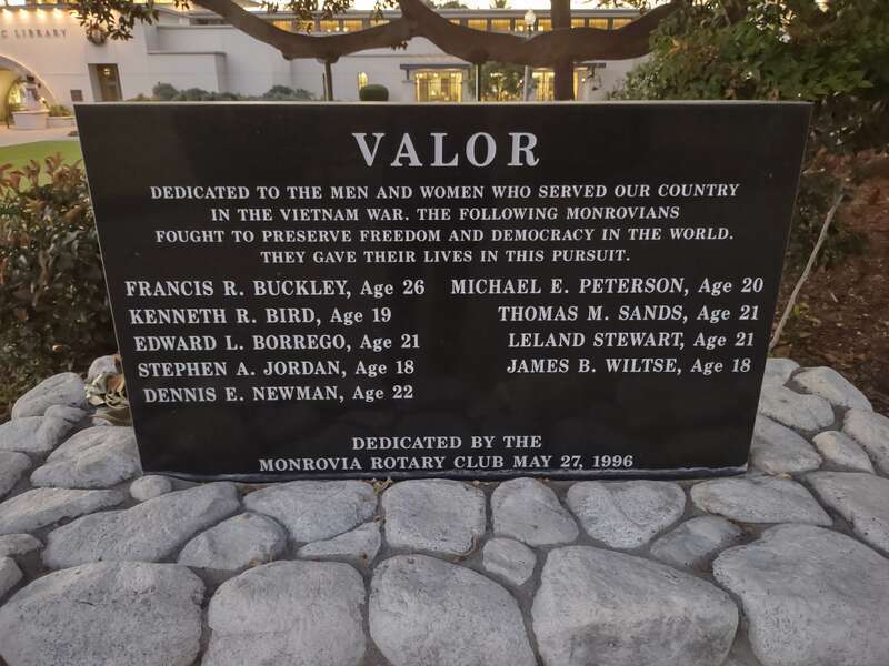 Vietnam War Memorial for Monrovian Soldiers, dedicated May 27, 1996.