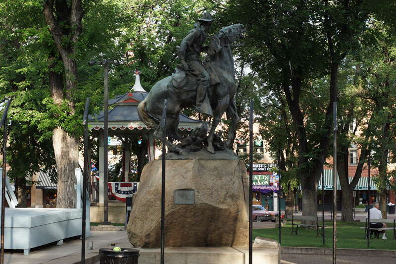 View W, Bucky O'Neill Roughrider Statue, Court House Square After Prescott Days, 2013