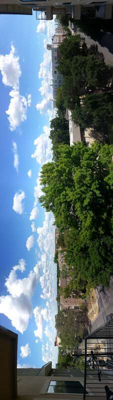 Looking eastward from the fifth story balcony of an apartment on 28th and Rio.