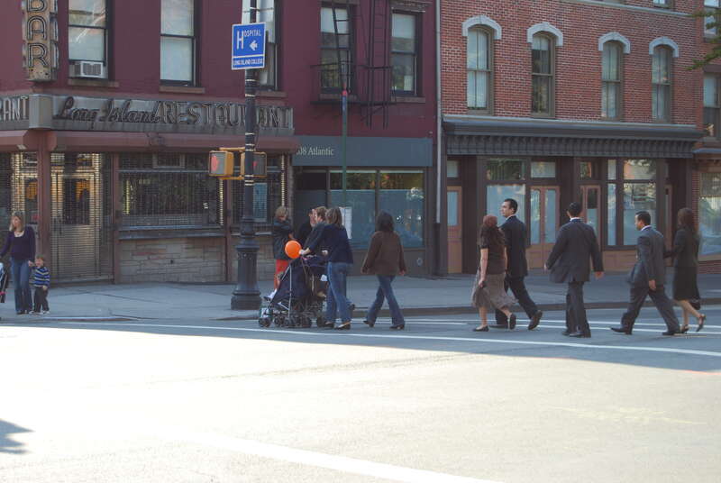 This photo is of Wikis Take Manhattan goal code R9, Children/Families, crossing street.