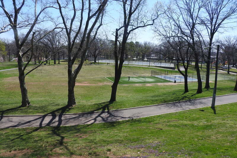 Looking southeast at lower park on a sunny midday