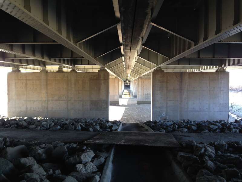 Underside of the Whitney Young Memorial Bridge over the Anacostia River in Washington, DC in January 2015
