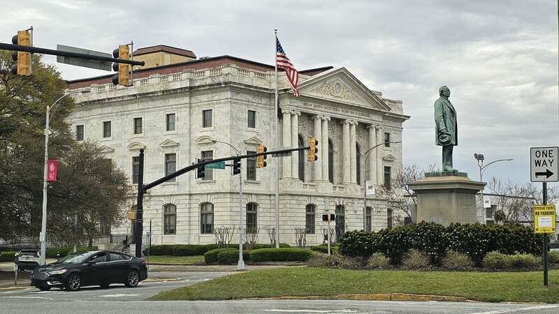 Statue of William Morrill Wadley in front of the U.S. Government Building in Macon, Georgia
