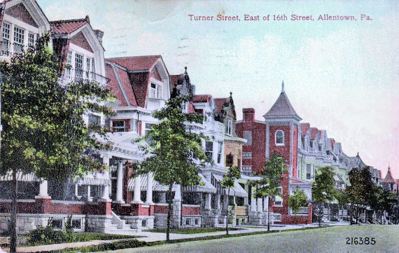 Brick row homes,  built around 1910 along the north side of the 1500 Block of Turner Street in Allentown's West End.   Across the street on the south side is West Park,  Allentown's first city park.  These homes, ranging between 2,000 and 3,000