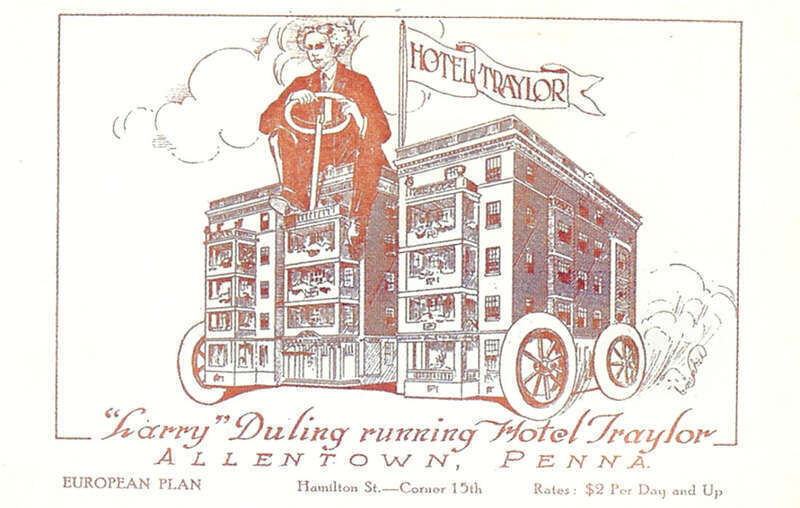 Hotel Traylor Trade Card 15th &amp;amp; Hamilton Streets Allentown PA