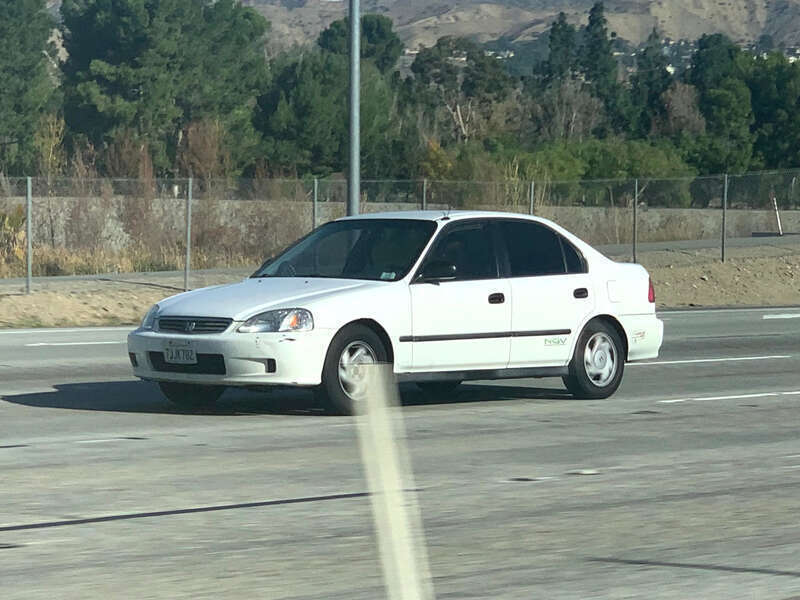 This is the first generation of the NGV Honda Civic GX. Runs on compressed natural gas (CNG). Front quarter view.