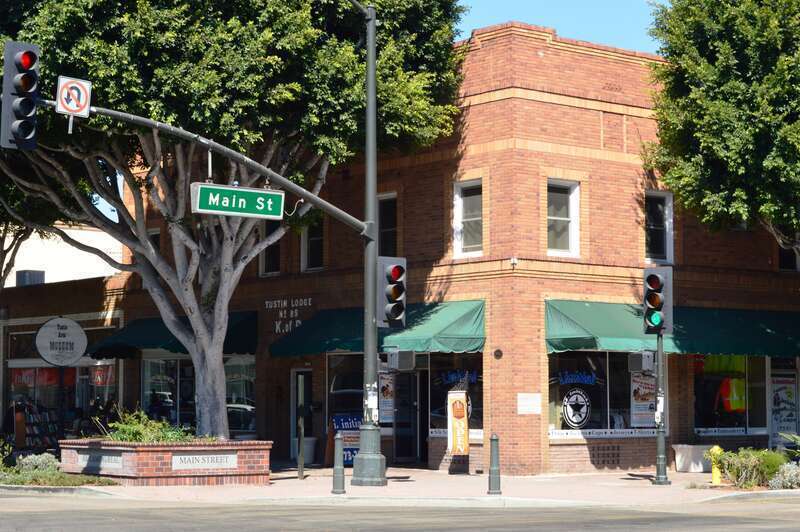 Retail/museum building on the northeast corner of Main Street and El Camino Real, Tustin, Orange County, California.