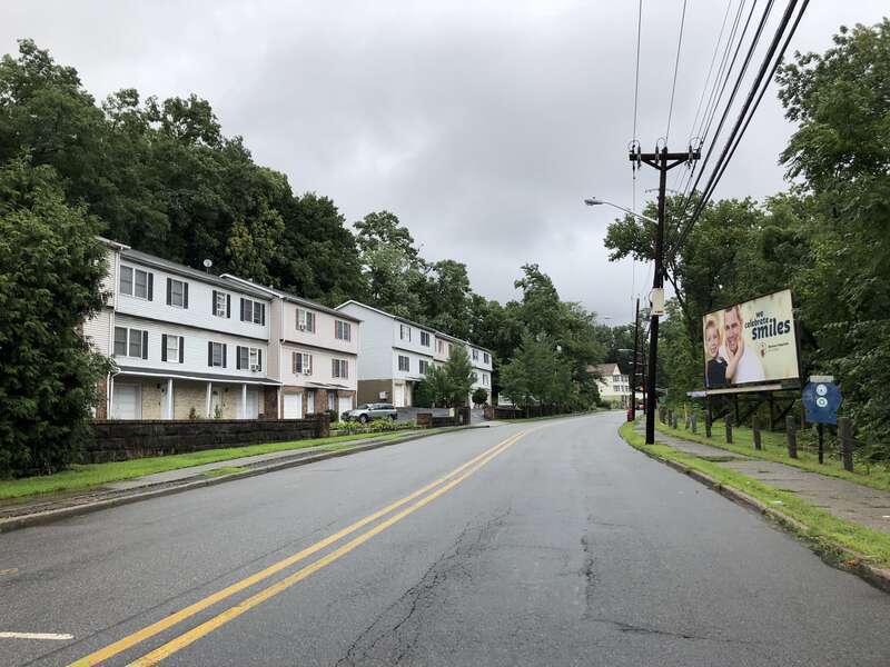 View east along Passaic County Route 504 (Main Street) just west of Passaic County Route 652 (Sixth Street) in Prospect Park, Passaic County, New Jersey