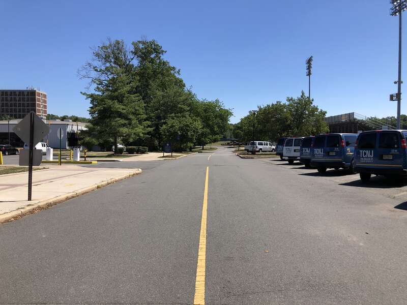 View southeast at the northwest end of C Street on the campus of the College of New Jersey in Ewing Township, Mercer County, New Jersey
